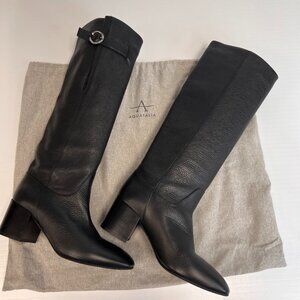 Aquatalia Boot Women 8.5 Leather Buckle Lined Riding Italy Work Party Core No